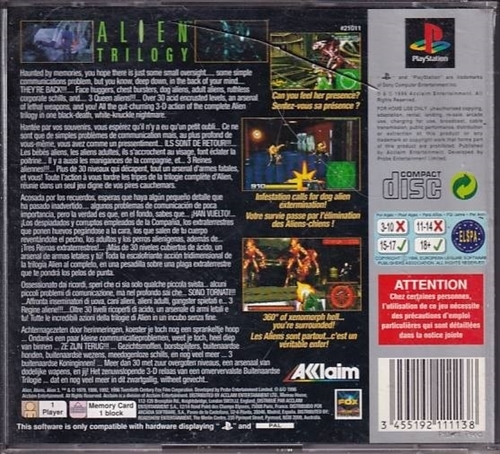 Alien Trilogy Platinum - PS1 (B Grade) (Genbrug)
